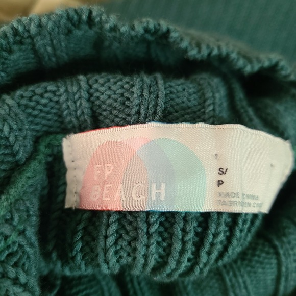 Free People FP Beach Rib Knit Trez Set Mock Neck Sweater Pull-on Shorts Green S - Picture 7 of 14